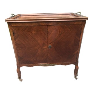 Vintage Tea Cart/Cabinet on Wheels With Marquetry Inlay For Sale