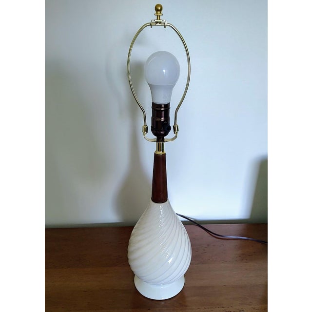 Wood Vintage Groovy Flower Power Lamp For Sale - Image 7 of 9
