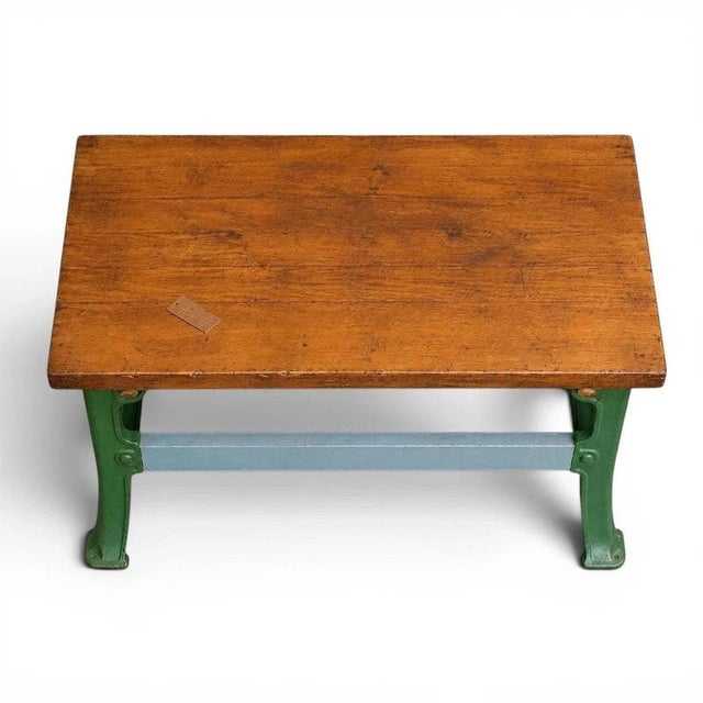Vintage Industrial Butchers Block Kitchen Island with Cast Iron Base For Sale - Image 5 of 7