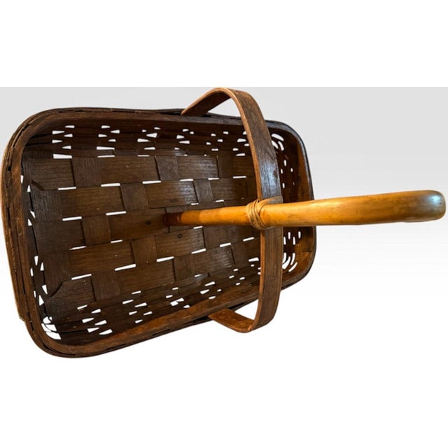 Rare Early 20th Century Shelton Basket Company Spiked Garden Foraging Cane and Gathering Trug For Sale - Image 9 of 16
