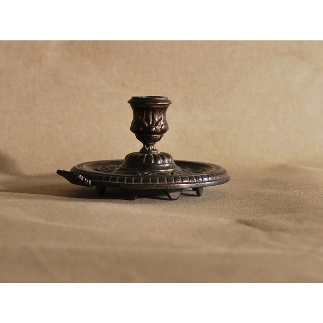 French Art Deco Patinated Bronze Candlestick, 1930s, in Very Good conditions. Designed 1890 to 1919