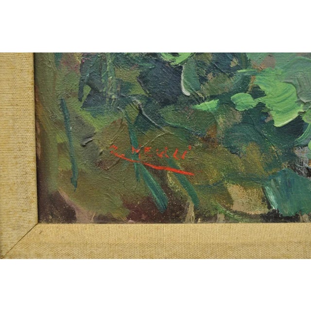 Mid 20th Century Mid 20th Century Zaza Meuli (B. 1892) Oil on Canvas Impressionist Painting Girl in Hat Orange Bow For Sale - Image 5 of 12