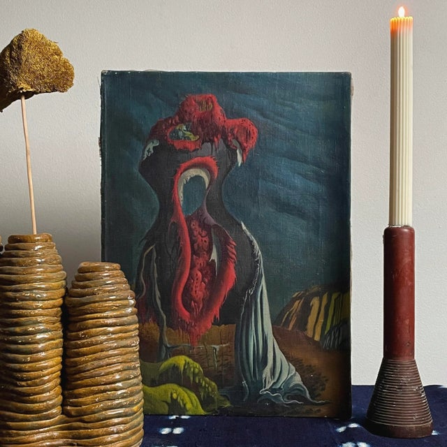 Blue August Casciano (American, 1910-1993) - Surrealist Landscape, Signed (C. 1937, Oil on Canvas) For Sale - Image 8 of 9