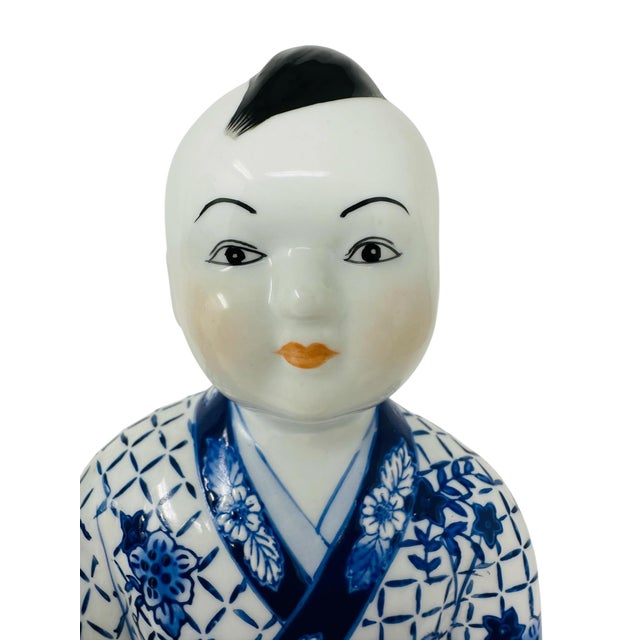 1980s Pristine 1980s Chinoiserie Cobalt Blue & White Porcelain Shelf Sitters - A Pair For Sale - Image 5 of 16