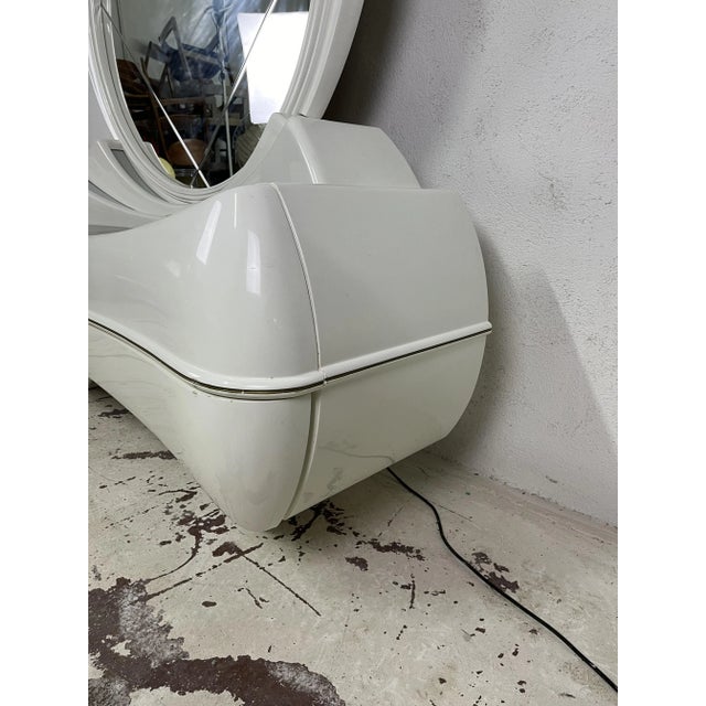 Wood Space Age Style Chest of Drawers with Backlit Mirror in Wood and Fiberglass from DBM, 1960s For Sale - Image 7 of 9