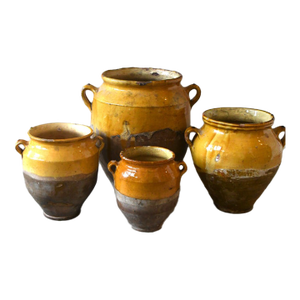 Antique French Ochre-Glazed Earthenware Confit Jar - Small