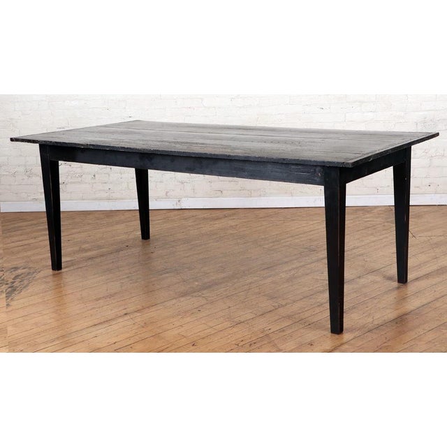 Farmhouse 19th Century Primitive Wood Black Farmhouse Dining Table For Sale - Image 3 of 5