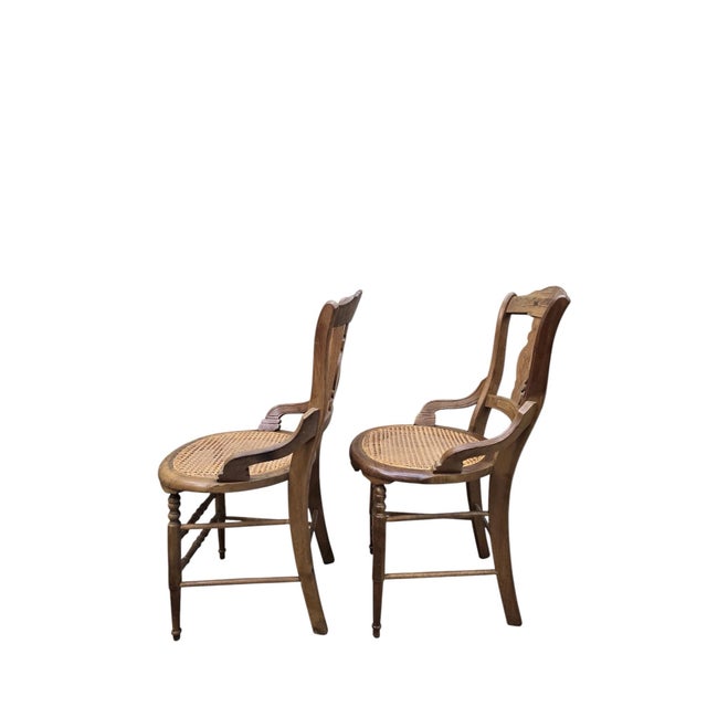 Early 20th Century Antique French Provincial Oak Dining Armchairs With Cane Seats - Set of 5 For Sale - Image 5 of 11