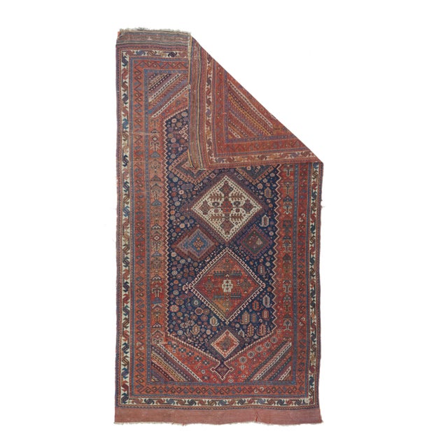 Antique Persian Qashqai Rug 4’7" x 9’6”. The best SW Persian, Fars Province nomadic rugs, mostly in scatter formats....