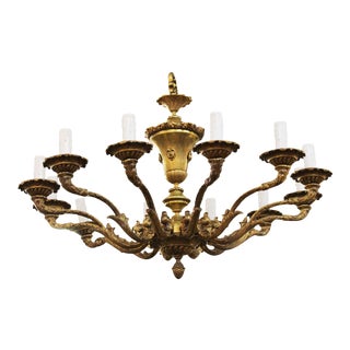 1950s Italian Neoclassical Revival Style Brass Chandelier For Sale
