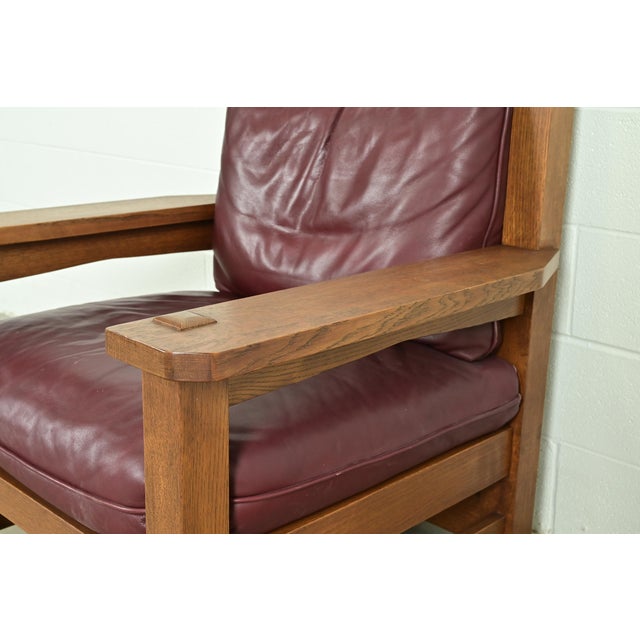 Stickley Mission Oak Arts & Crafts Eastwood Lounge Chairs With Ottoman For Sale In South Bend - Image 6 of 14