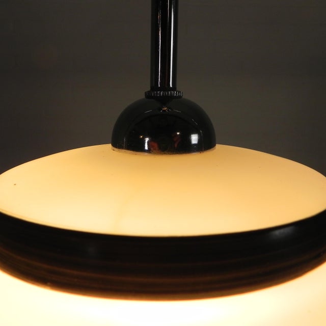 Vintage Pendant Lamp with Opaline Glass Shade, 1950s For Sale - Image 4 of 17