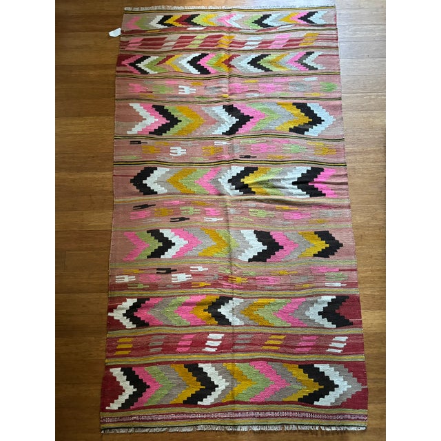 Vintage Turkish Kilim | Saf Panel Design | 5x9 For Sale - Image 4 of 5