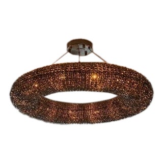 Rh Restoration Hardware Crystal Halo Smoke Round Led Chandelier – 41” For Sale