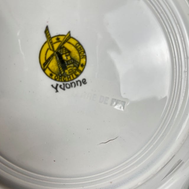 Ceramic Ironstone Yvonne Plates from Orchies, Early 20th Century, Set of 6 For Sale - Image 7 of 16