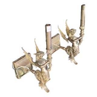 Vintage French Empire Brass Carytid Sconces For Sale