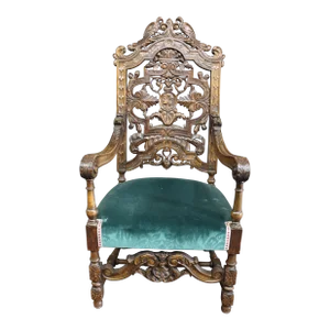 Early 1900's Walnut Throne Chair