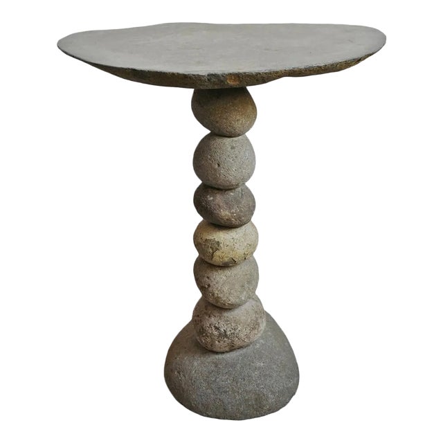 Stacked River Rock Bistro Table For Sale