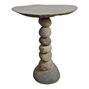 Vintage Stacked River Rock Organic Modern Bistro Table