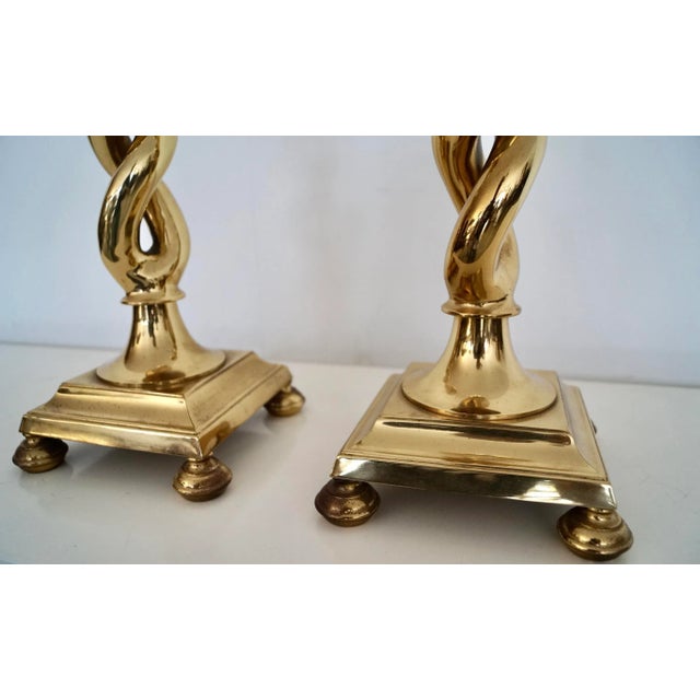 Vintage Hollywood Regency Solid Brass Spiral Candle Holders - a Pair For Sale - Image 11 of 12