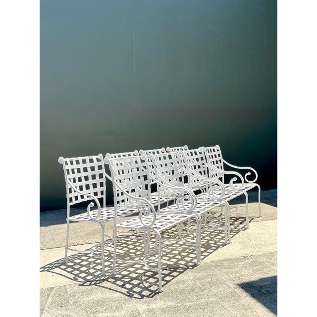 White Vintage Brown Jordan Cast Aluminum “Florentine”:Dining Chairs - Set of 8 For Sale - Image 8 of 12
