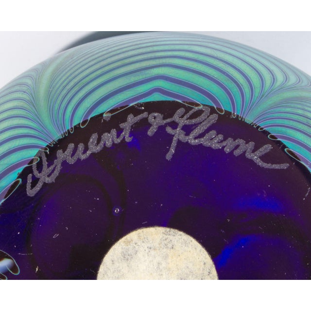 Blue 1979 Iridescent Art Glass Snake Paperweight by Orient & Flume For Sale - Image 8 of 8