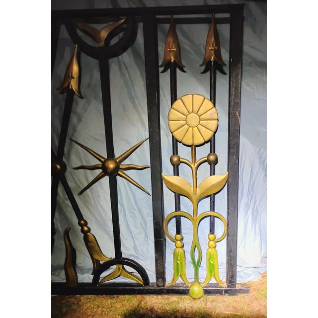 Brutalist Monumental Mid-Century Iron & Brass Architectural Panel For Sale - Image 3 of 5