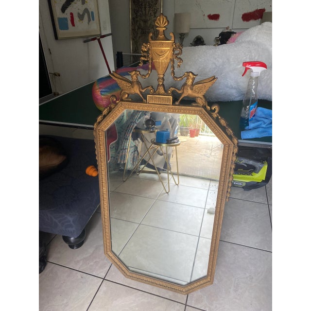 1960s Hollywood Regency Gold Gilt Wood & Geso Mirror For Sale - Image 10 of 11