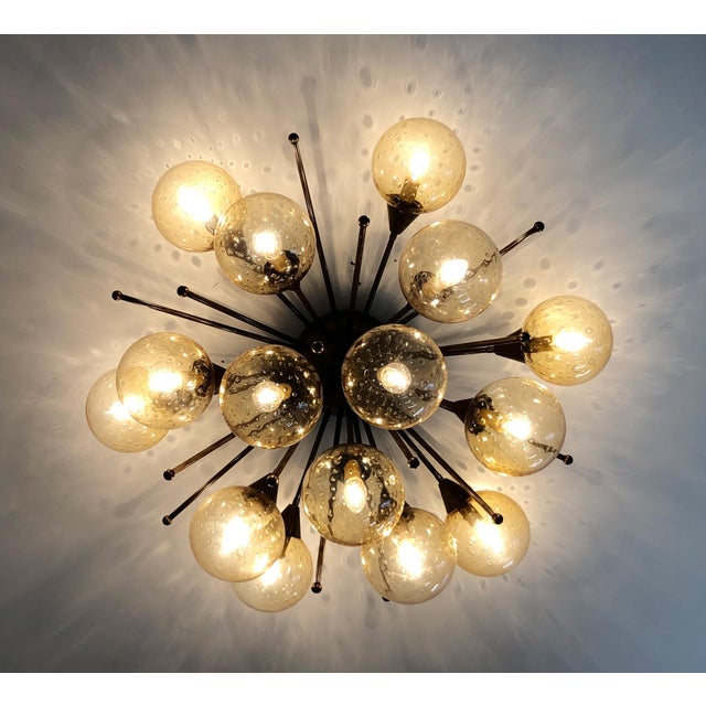 Amber 21st Century Mezzo Bronze Amber Bubbles Murano Flush Mount by Fabio LTD For Sale - Image 8 of 9