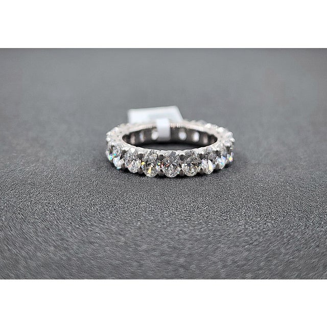 Early 21st Century 4.69 Ct Oval Diamond Eternity Band Size 7.5 For Sale - Image 5 of 9