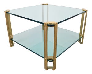 Regency Model T24 Coffee Table in Brass and Glass by Peter Ghyczy, 1970s