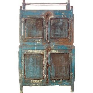 Vintage Turquoise Two-Piece Cabinet For Sale