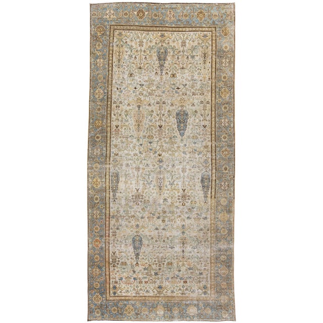 Textile Late 19th Century Beige 19th Century Persian Malayer Gallery Wool Rug With Allover Design For Sale - Image 7 of 7