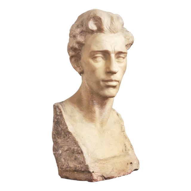 Alfredo Pina, Male Bust, 1930s, Carrara Marble For Sale