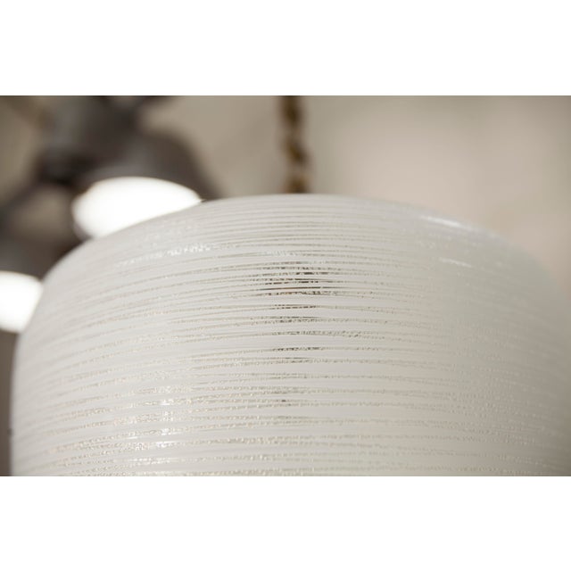 Mid-Century Modern Italian Chandelier in Ribbed Glass and Brass, 1960s For Sale - Image 3 of 18