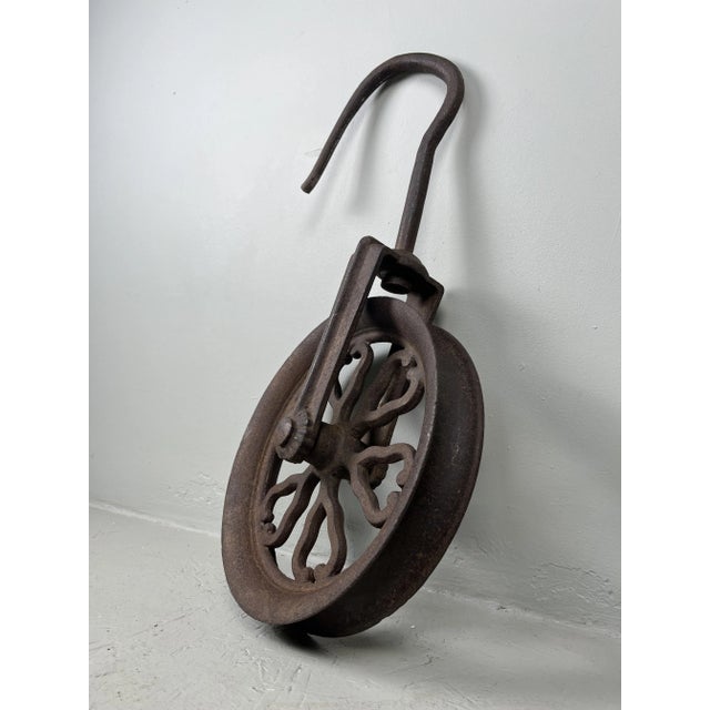 Antique Meiji Era Metal Pulley, Japan, 1890s For Sale - Image 4 of 12