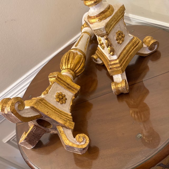 1920s Italian Giltwood Candlesticks ~ a Pair For Sale - Image 10 of 10