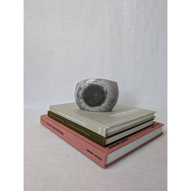 Black Vintage Japandi Monochrome Raku Ceramic Trinket Dish, 1980s For Sale - Image 8 of 10