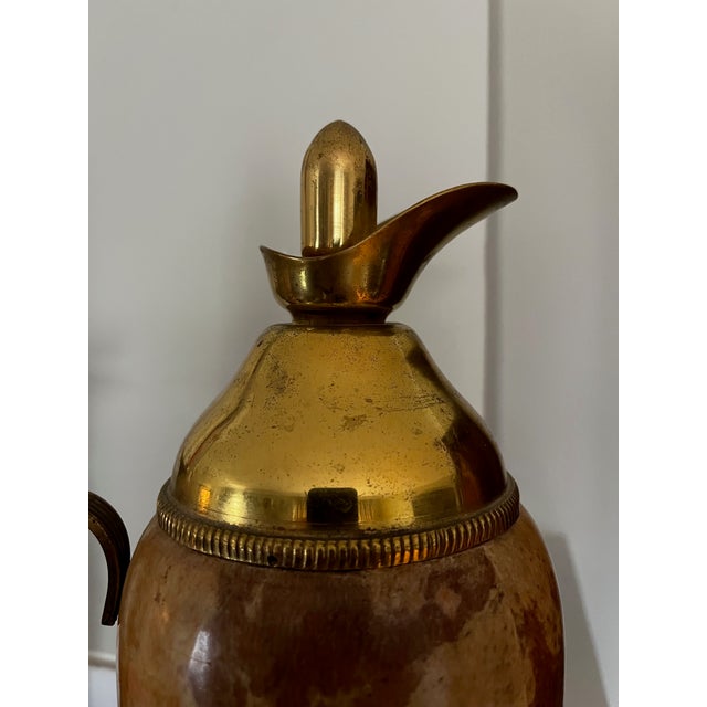 Brown 1940s Aldo Tura Lacquered Goatskin Carafe Pitcher For Sale - Image 8 of 9