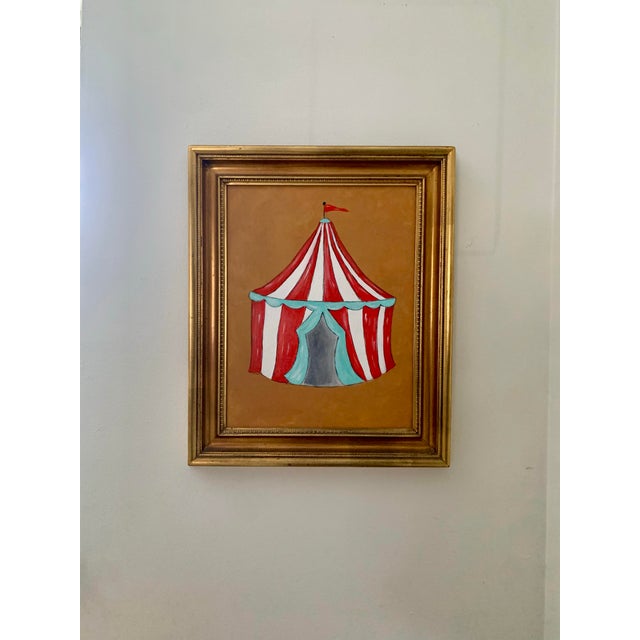 Add impact to your space with this delightful circus tent, painted in classic red and white stripes, mint details, and set...