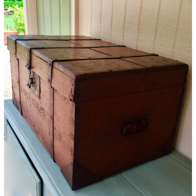 German-American Iron-Bound Wooden Trunk, 19th Century For Sale - Image 13 of 14