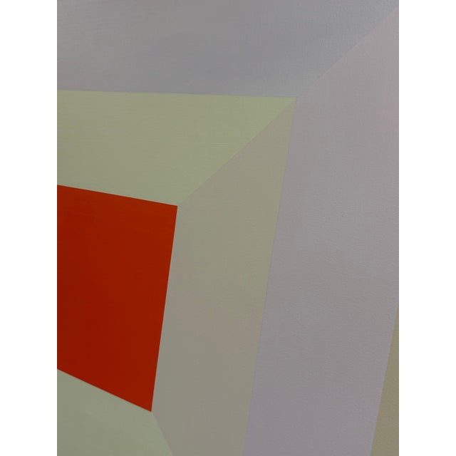 French Artist Patrice Bertin Square Composition Oil on Canvas Signed and Custom Framed For Sale - Image 4 of 11
