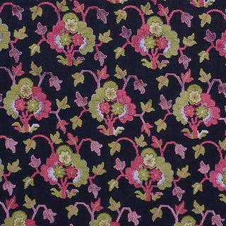 Sample - Schumacher Jennie Velvet Fabric in Midnight & Magenta For Sale