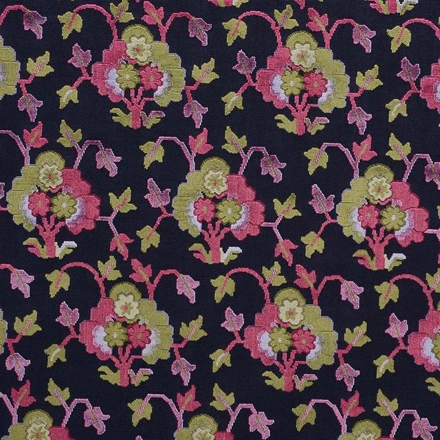 Sample - Schumacher Jennie Velvet Fabric in Midnight & Magenta For Sale