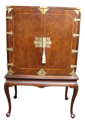 Chinese Mahogany & Brass Liquor Cabinet