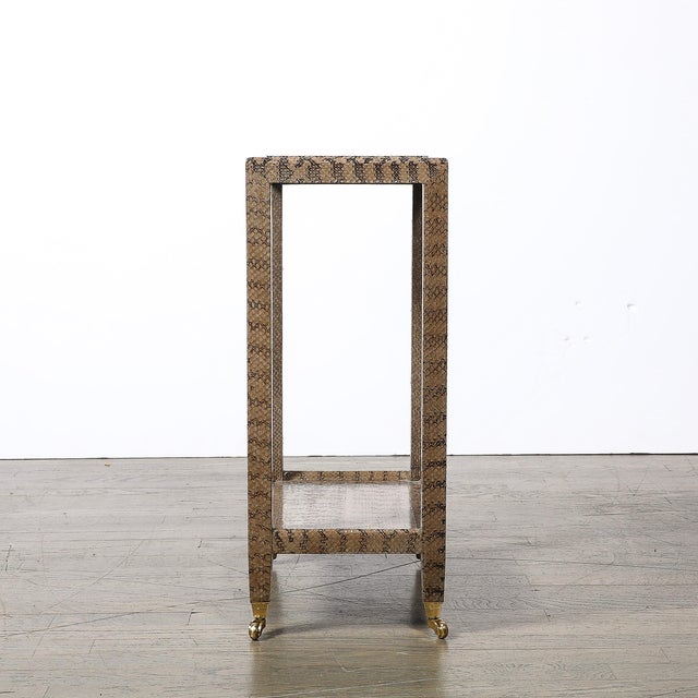 Mid-Century Modernist Python Side Table With Brass Castors by Karl Springer For Sale - Image 16 of 16