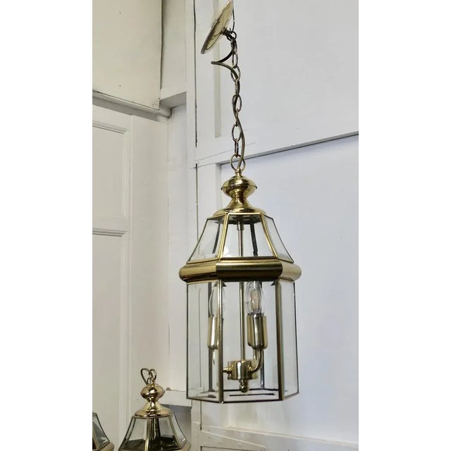 Art Deco Brass & Glass Hall Lanterns, 1970s, Set of 7 For Sale - Image 12 of 12