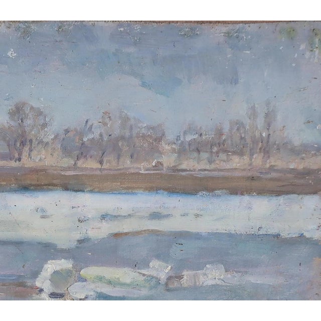 Realism 1970s Original Impressionist Winter Landscape Oil Painting, Ukrainian Art 32-37 For Sale - Image 3 of 6