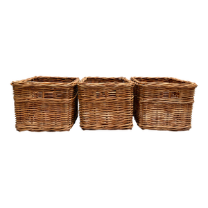 Earthy Rustic Wood Set of Storage Baskets, Set of Three