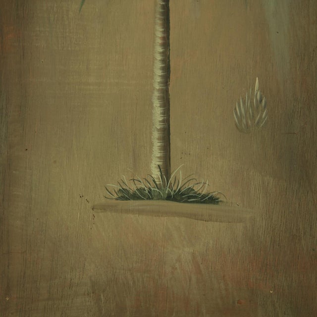 Pair of Vintage Palm Tree Paintings in Bamboo Frames For Sale - Image 9 of 17